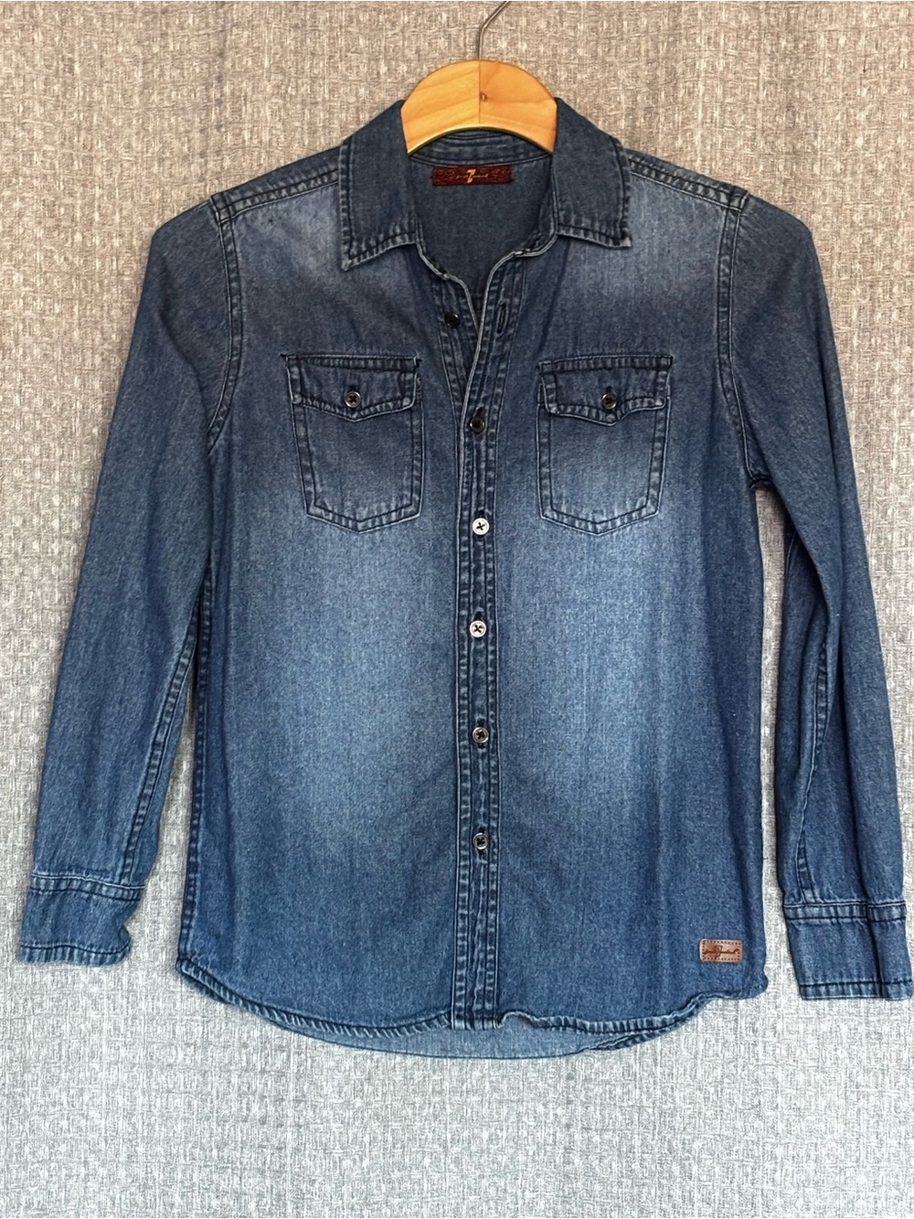 Boys 7 For All Mankind Denim Button-Down Shirt - Blue